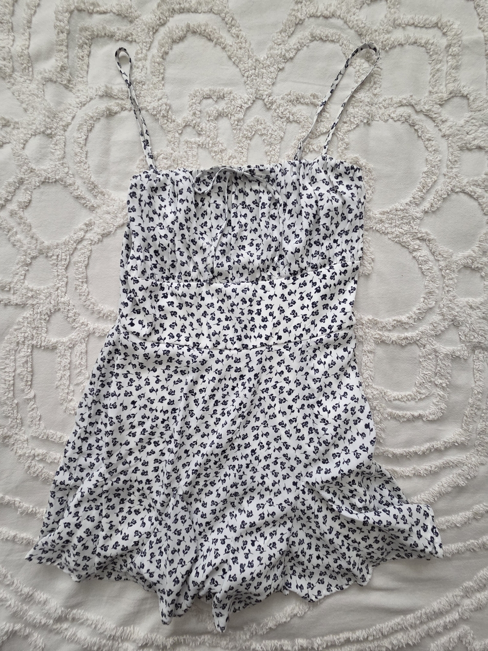 miami White & Black Floral Cami Romper